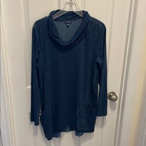 J. Jill Dark Blue Cowl Neck Long Sleeve Top